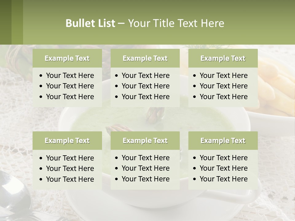 A Bowl Of Soup With Asparagus And Asparagus On The Side PowerPoint Template