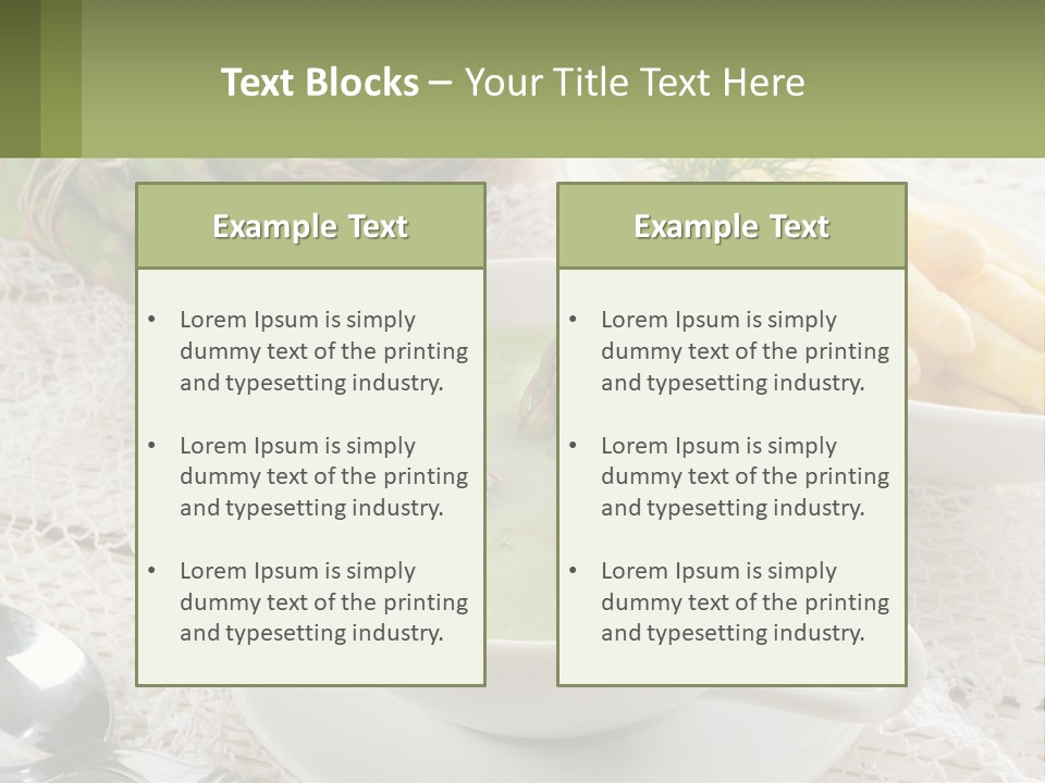 A Bowl Of Soup With Asparagus And Asparagus On The Side PowerPoint Template