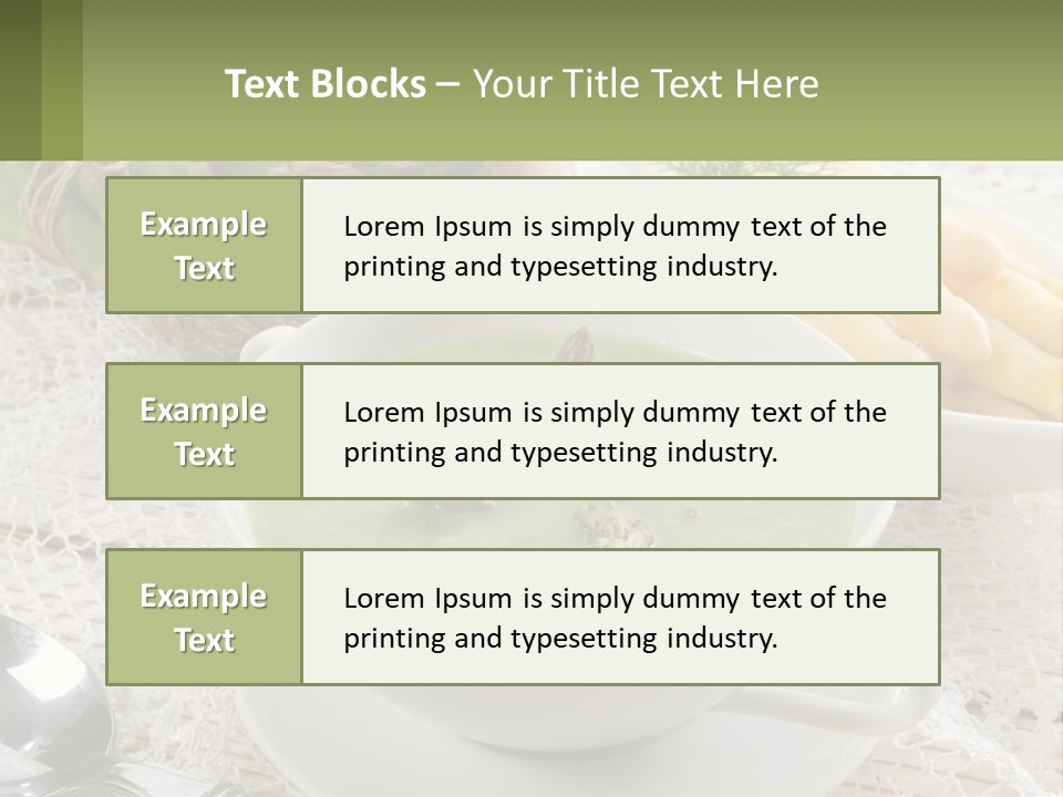 A Bowl Of Soup With Asparagus And Asparagus On The Side PowerPoint Template