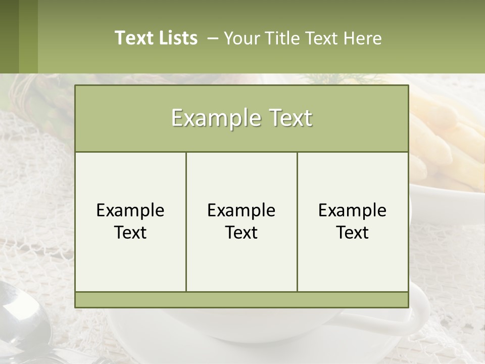 A Bowl Of Soup With Asparagus And Asparagus On The Side PowerPoint Template