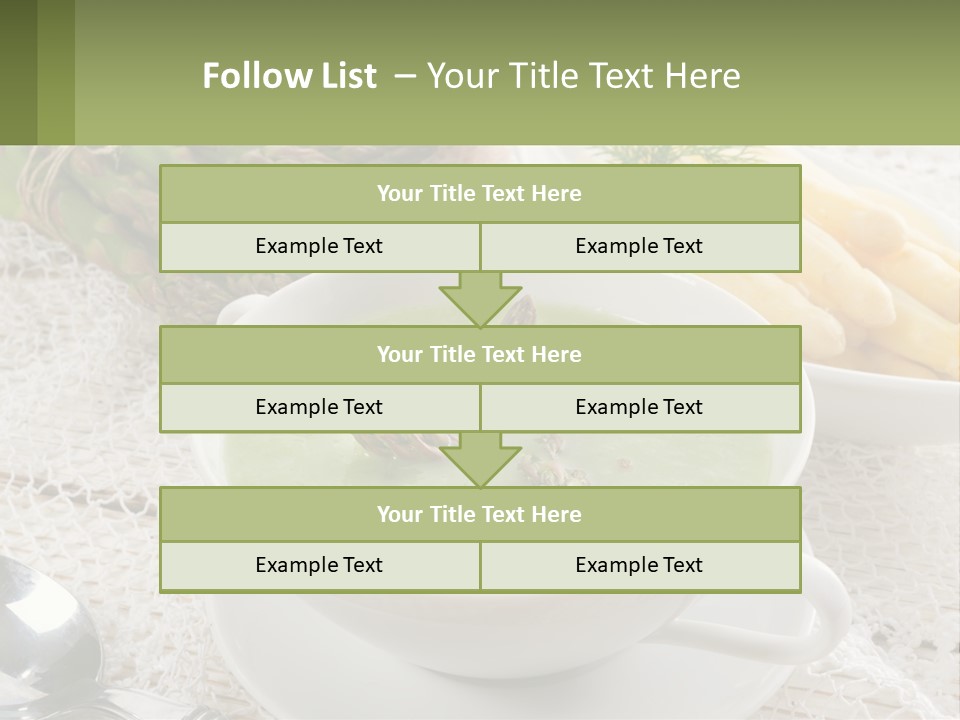 A Bowl Of Soup With Asparagus And Asparagus On The Side PowerPoint Template