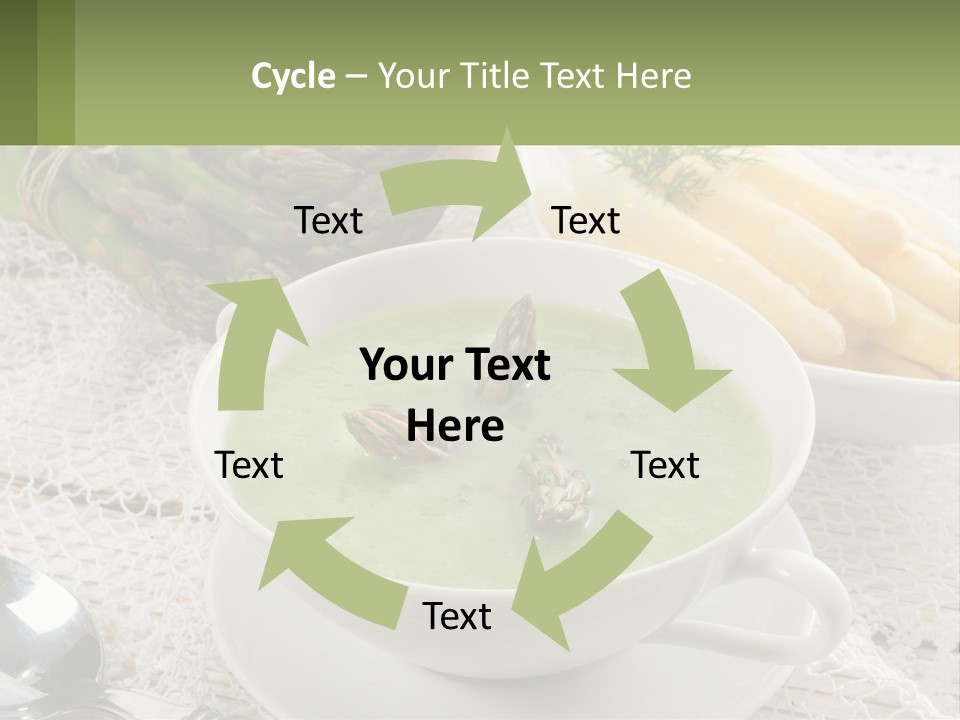 A Bowl Of Soup With Asparagus And Asparagus On The Side PowerPoint Template