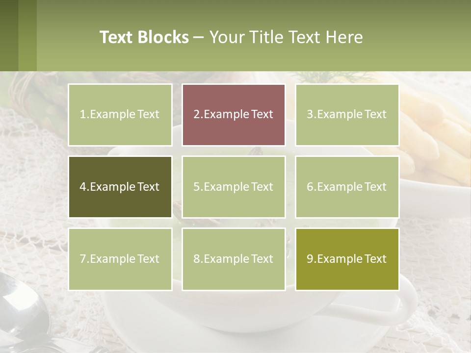 A Bowl Of Soup With Asparagus And Asparagus On The Side PowerPoint Template