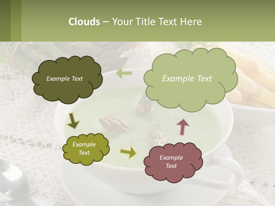 A Bowl Of Soup With Asparagus And Asparagus On The Side PowerPoint Template