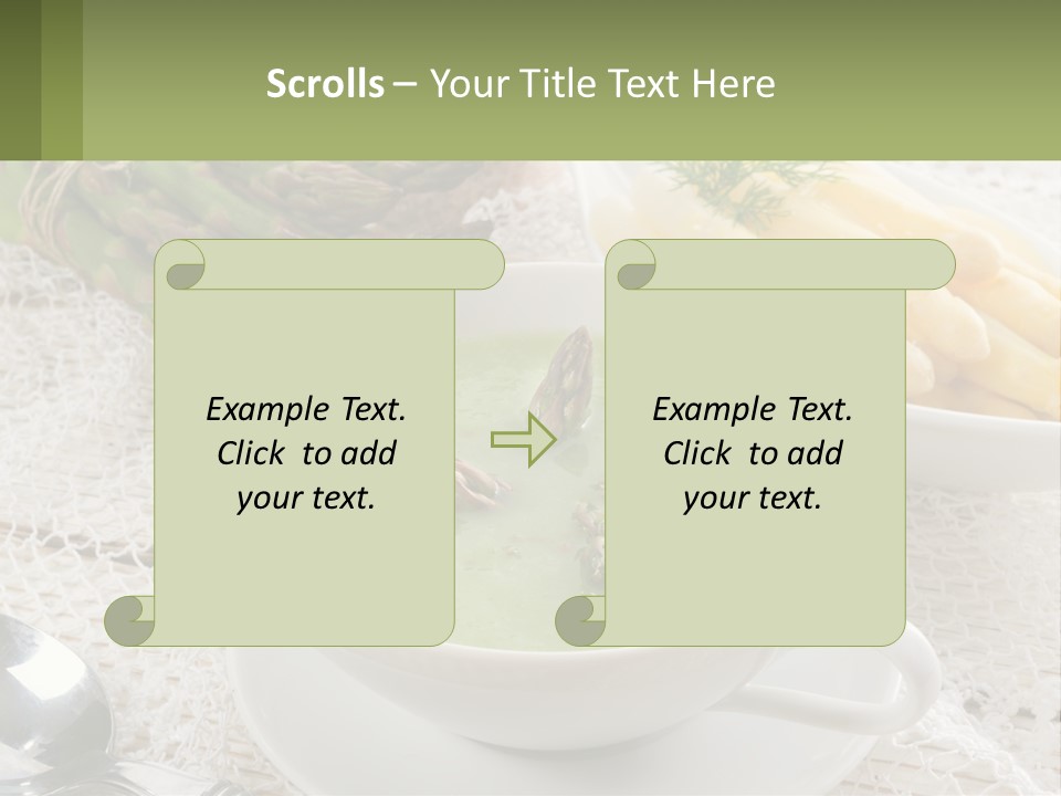 A Bowl Of Soup With Asparagus And Asparagus On The Side PowerPoint Template