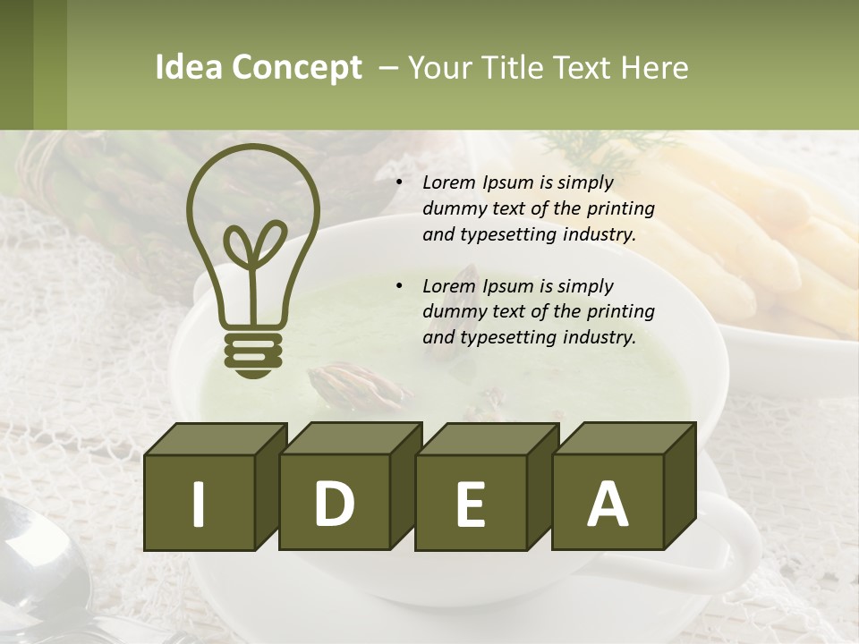 A Bowl Of Soup With Asparagus And Asparagus On The Side PowerPoint Template