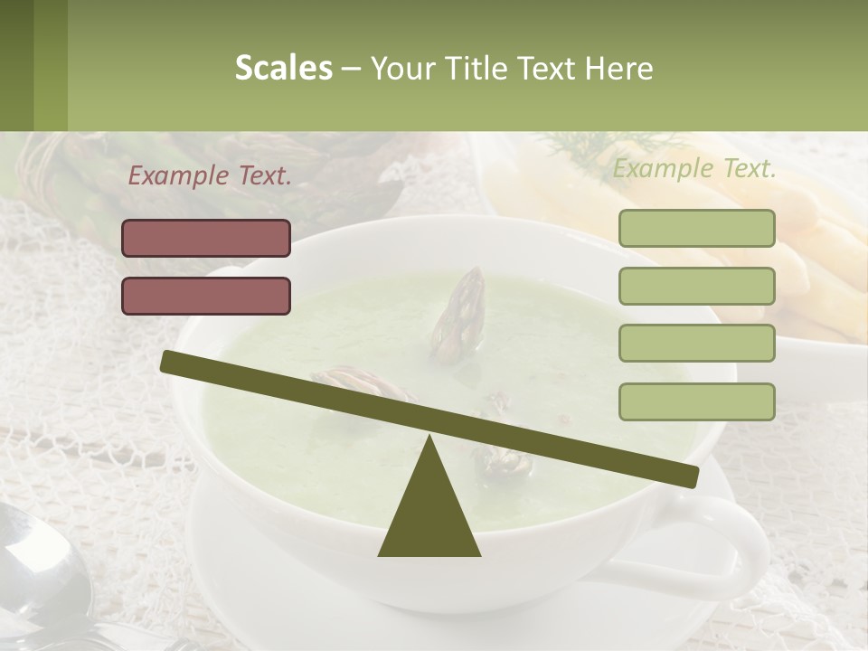 A Bowl Of Soup With Asparagus And Asparagus On The Side PowerPoint Template
