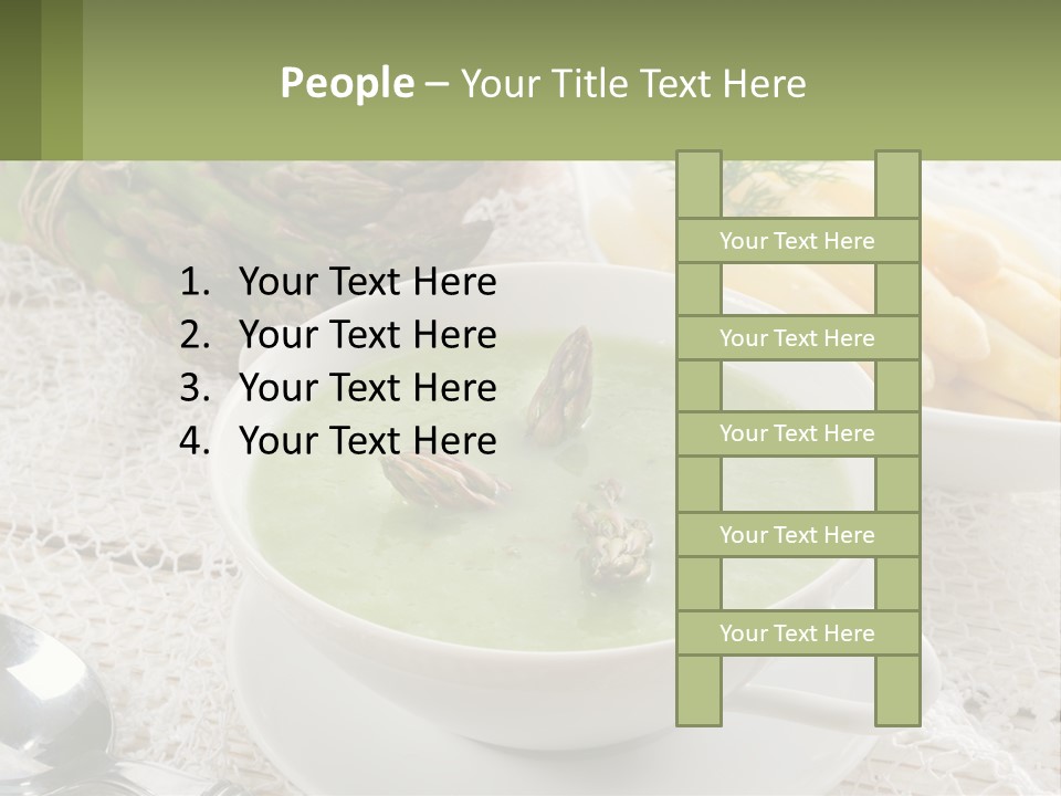 A Bowl Of Soup With Asparagus And Asparagus On The Side PowerPoint Template
