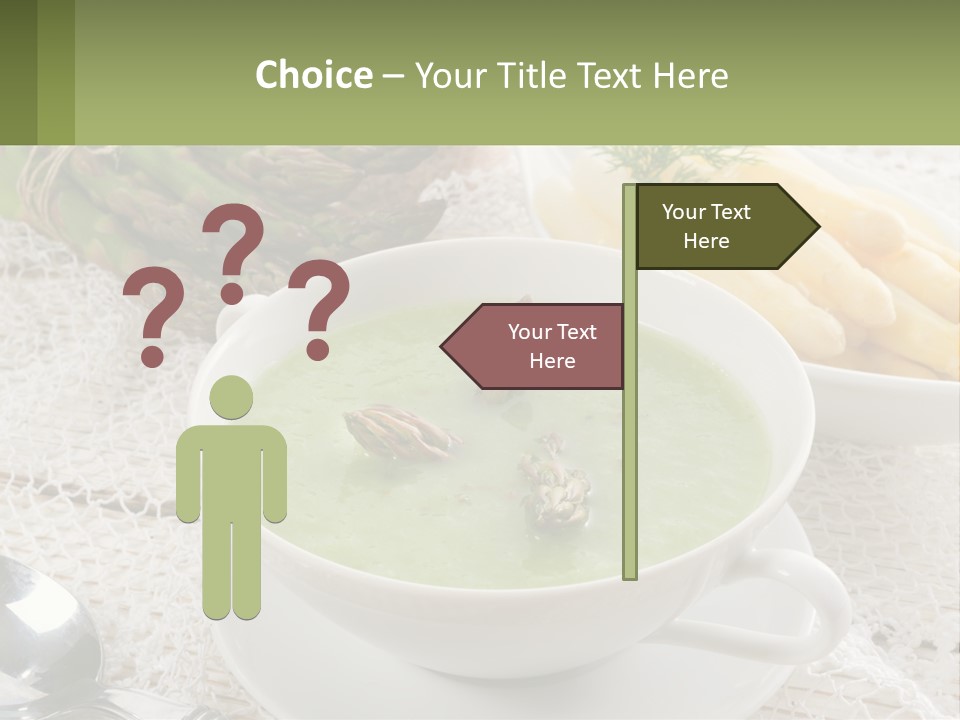 A Bowl Of Soup With Asparagus And Asparagus On The Side PowerPoint Template