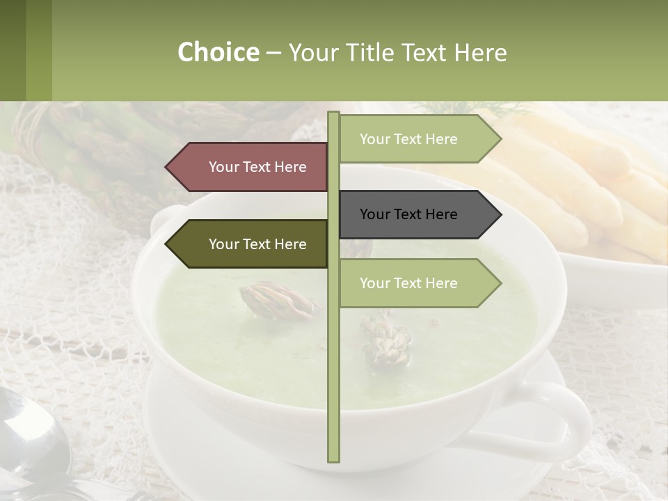 A Bowl Of Soup With Asparagus And Asparagus On The Side PowerPoint Template