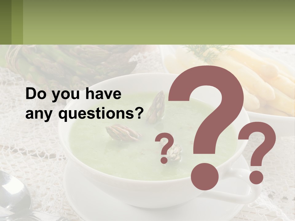 A Bowl Of Soup With Asparagus And Asparagus On The Side PowerPoint Template
