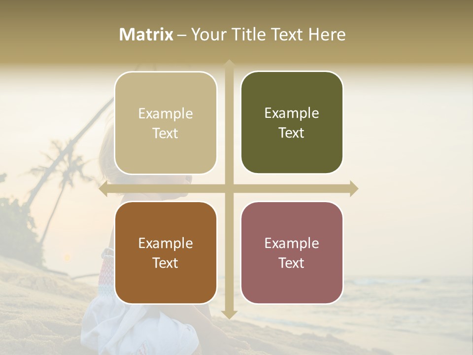 A Little Girl Sitting On The Beach With A Palm Tree In The Background PowerPoint Template