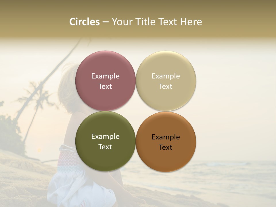 A Little Girl Sitting On The Beach With A Palm Tree In The Background PowerPoint Template