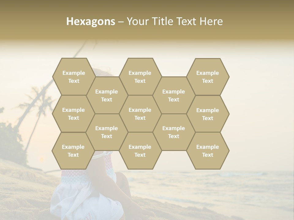 A Little Girl Sitting On The Beach With A Palm Tree In The Background PowerPoint Template