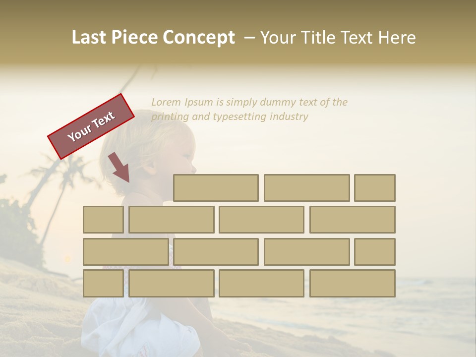 A Little Girl Sitting On The Beach With A Palm Tree In The Background PowerPoint Template