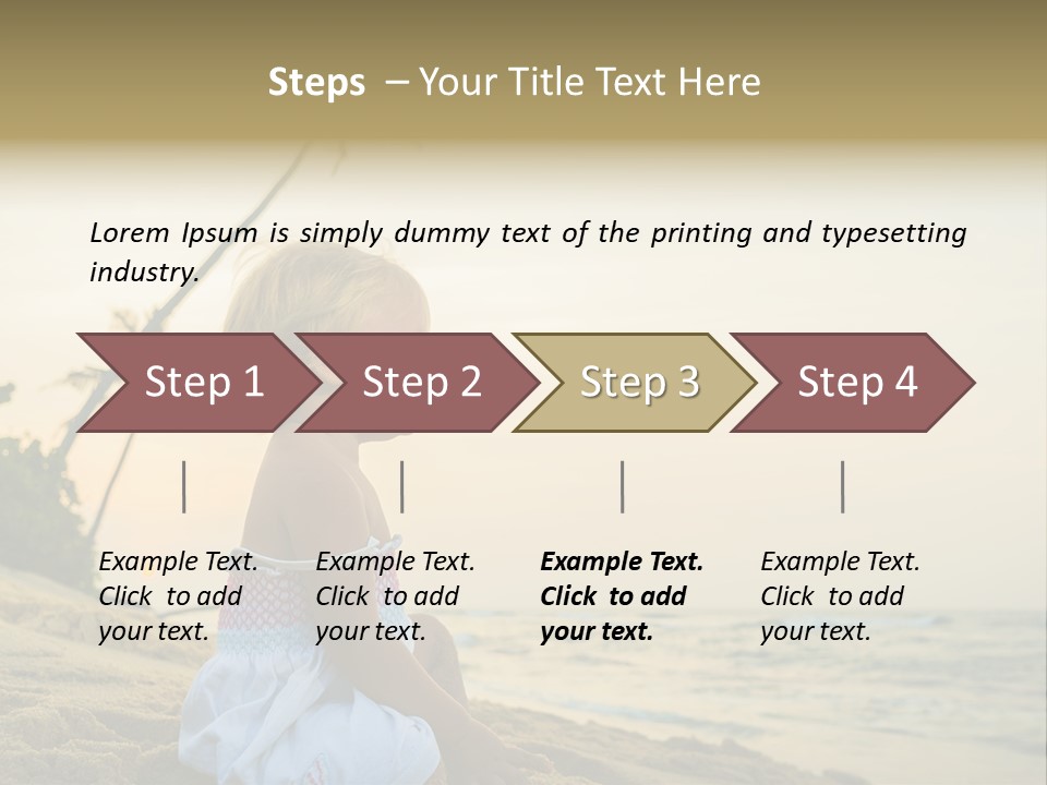 A Little Girl Sitting On The Beach With A Palm Tree In The Background PowerPoint Template