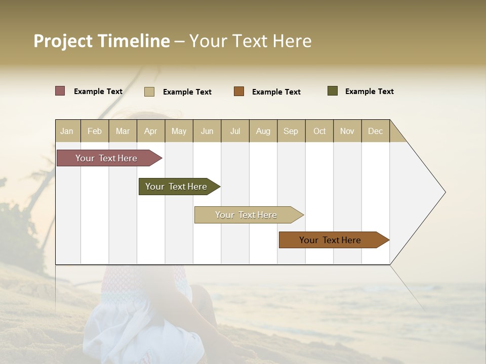 A Little Girl Sitting On The Beach With A Palm Tree In The Background PowerPoint Template