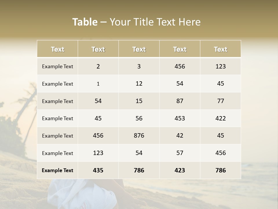 A Little Girl Sitting On The Beach With A Palm Tree In The Background PowerPoint Template