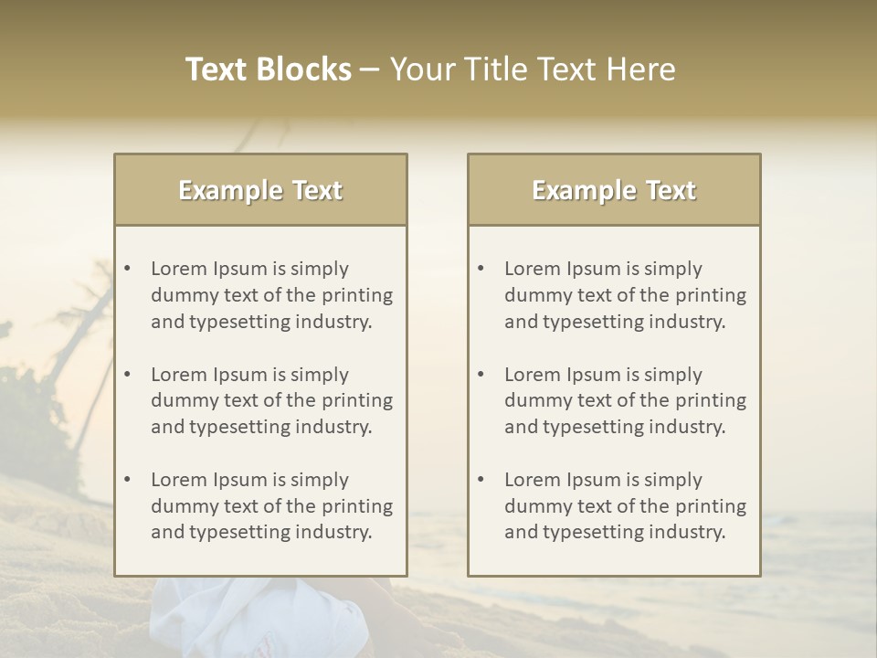 A Little Girl Sitting On The Beach With A Palm Tree In The Background PowerPoint Template