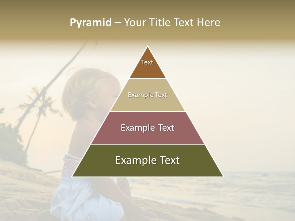 A Little Girl Sitting On The Beach With A Palm Tree In The Background PowerPoint Template