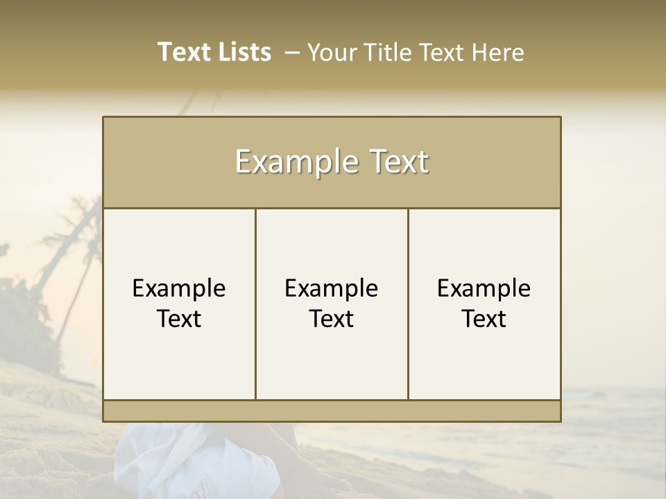 A Little Girl Sitting On The Beach With A Palm Tree In The Background PowerPoint Template