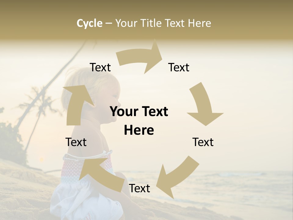 A Little Girl Sitting On The Beach With A Palm Tree In The Background PowerPoint Template