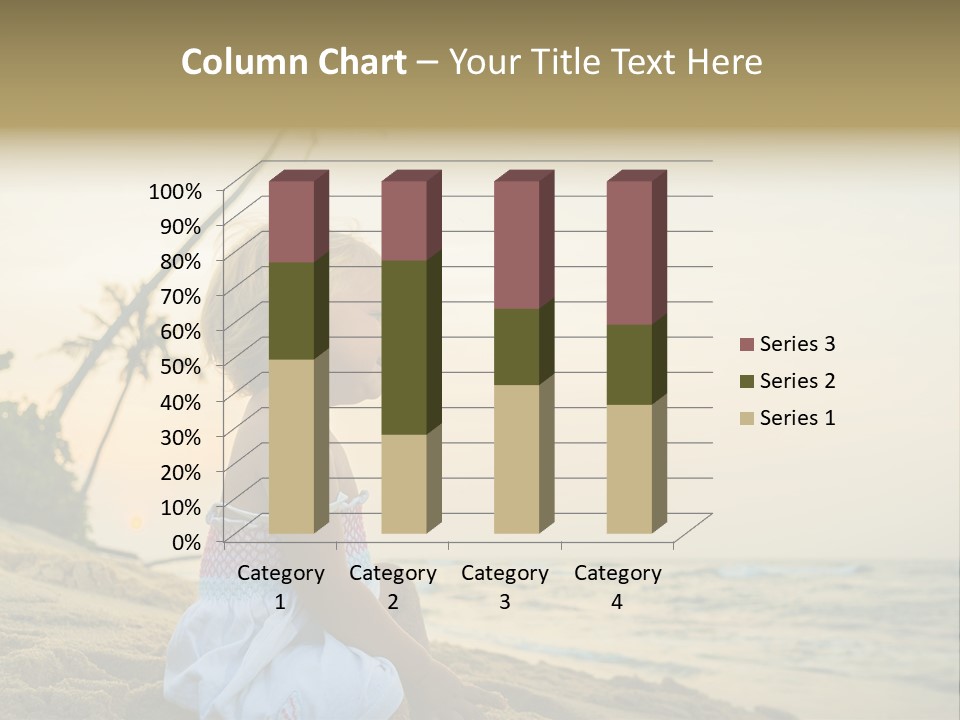 A Little Girl Sitting On The Beach With A Palm Tree In The Background PowerPoint Template