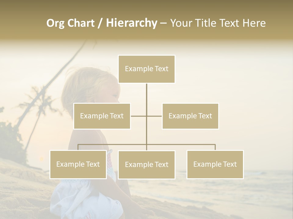 A Little Girl Sitting On The Beach With A Palm Tree In The Background PowerPoint Template