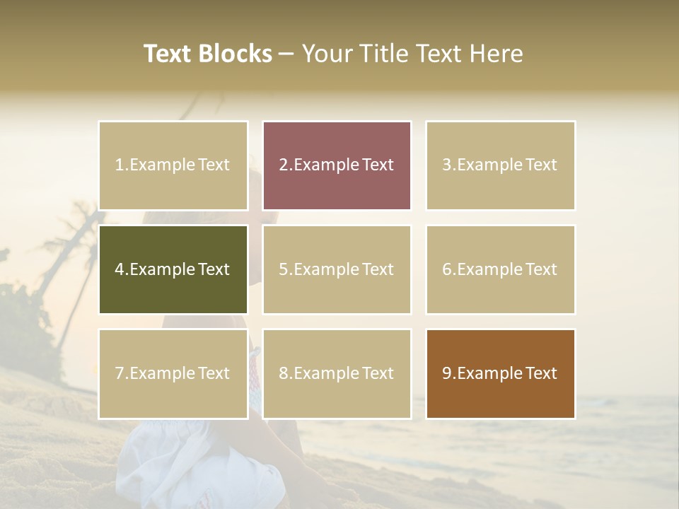 A Little Girl Sitting On The Beach With A Palm Tree In The Background PowerPoint Template