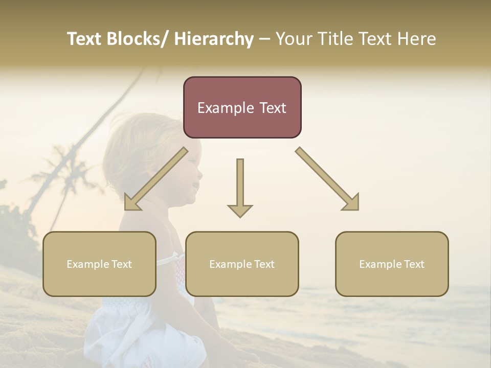 A Little Girl Sitting On The Beach With A Palm Tree In The Background PowerPoint Template