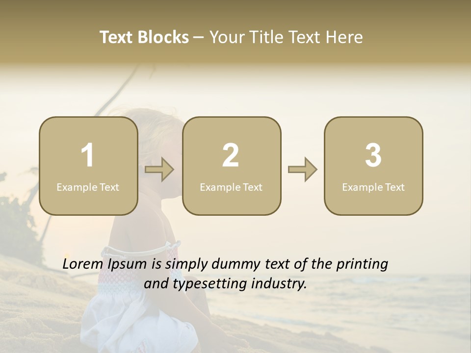 A Little Girl Sitting On The Beach With A Palm Tree In The Background PowerPoint Template