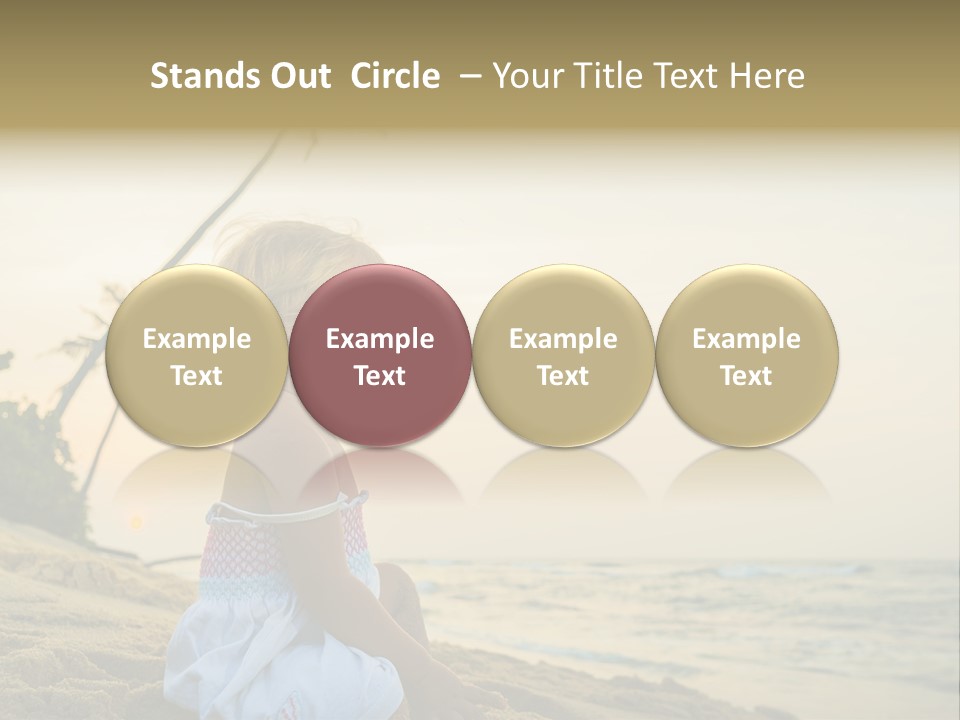 A Little Girl Sitting On The Beach With A Palm Tree In The Background PowerPoint Template