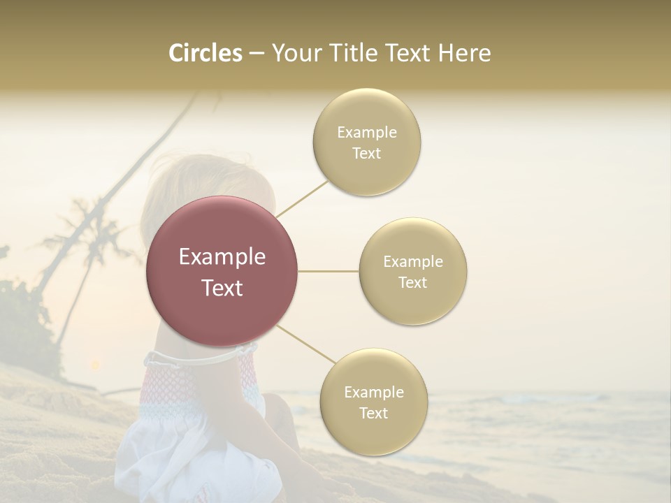 A Little Girl Sitting On The Beach With A Palm Tree In The Background PowerPoint Template