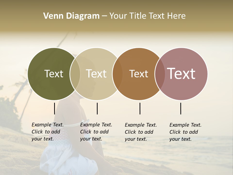 A Little Girl Sitting On The Beach With A Palm Tree In The Background PowerPoint Template