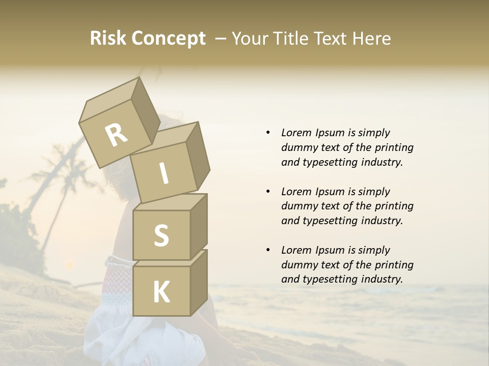 A Little Girl Sitting On The Beach With A Palm Tree In The Background PowerPoint Template