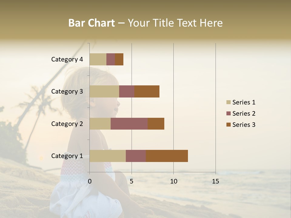 A Little Girl Sitting On The Beach With A Palm Tree In The Background PowerPoint Template