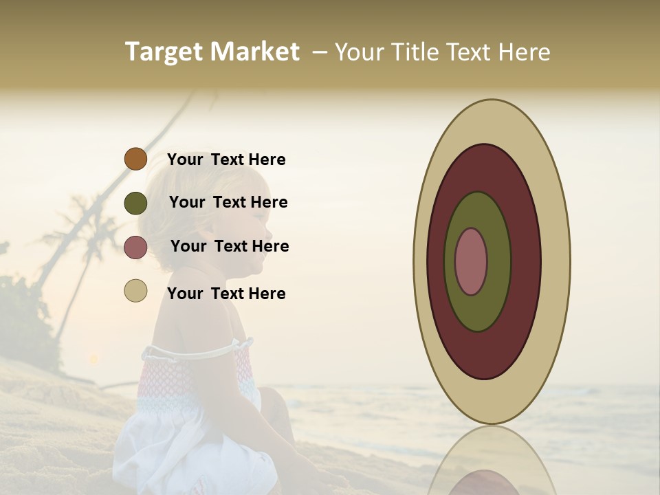 A Little Girl Sitting On The Beach With A Palm Tree In The Background PowerPoint Template