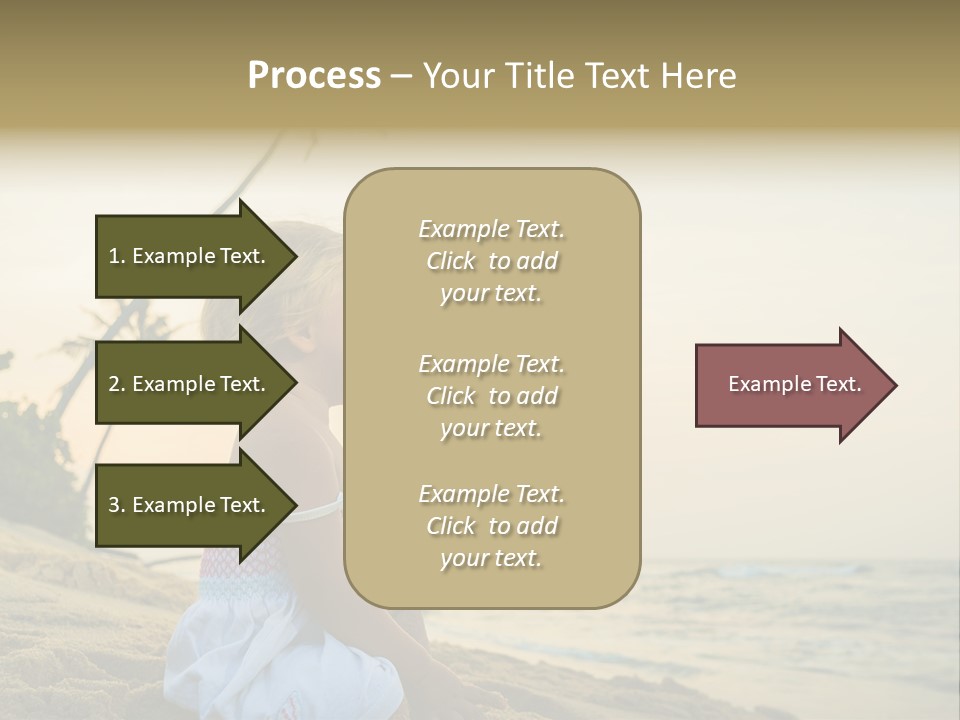 A Little Girl Sitting On The Beach With A Palm Tree In The Background PowerPoint Template