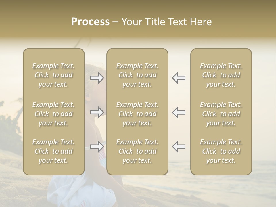 A Little Girl Sitting On The Beach With A Palm Tree In The Background PowerPoint Template