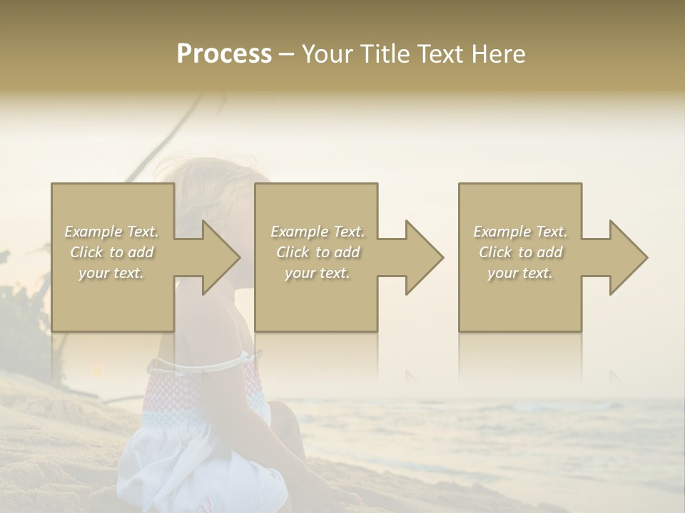 A Little Girl Sitting On The Beach With A Palm Tree In The Background PowerPoint Template