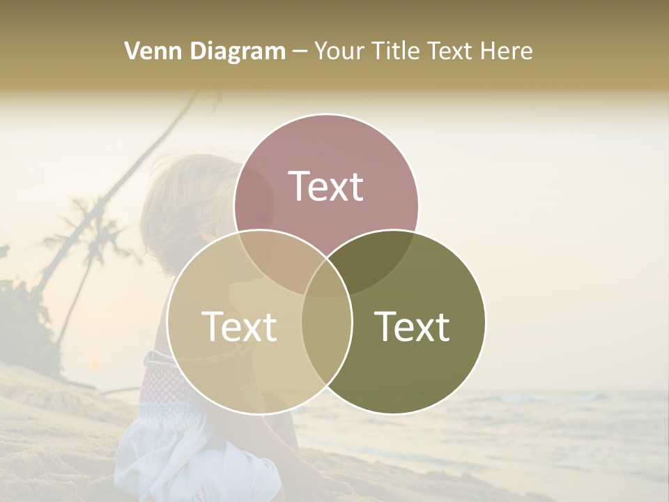 A Little Girl Sitting On The Beach With A Palm Tree In The Background PowerPoint Template