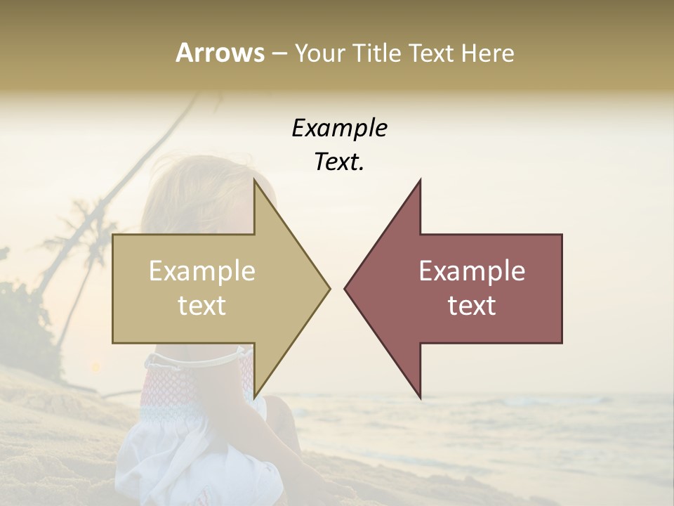 A Little Girl Sitting On The Beach With A Palm Tree In The Background PowerPoint Template