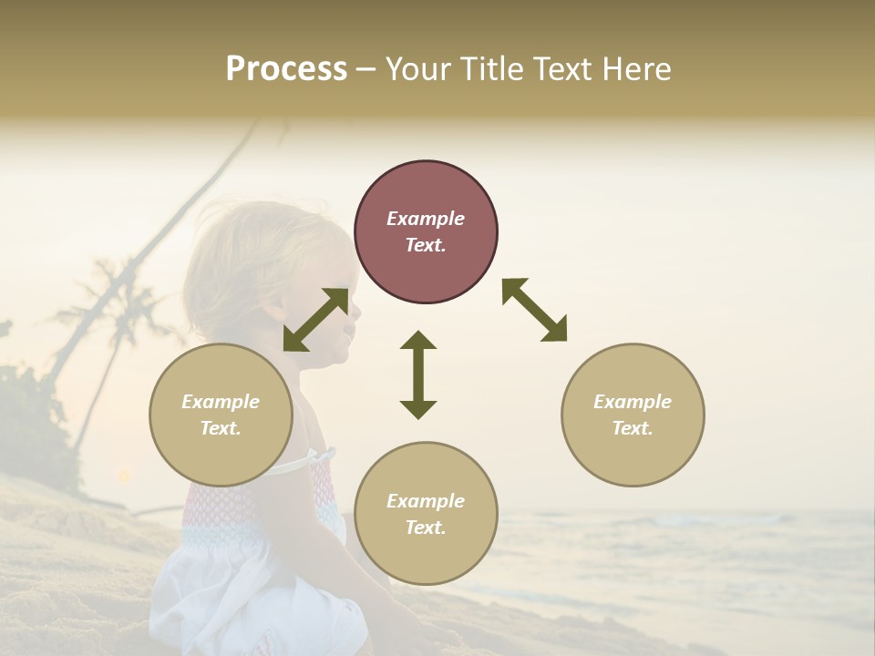 A Little Girl Sitting On The Beach With A Palm Tree In The Background PowerPoint Template