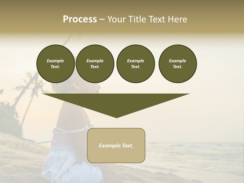 A Little Girl Sitting On The Beach With A Palm Tree In The Background PowerPoint Template