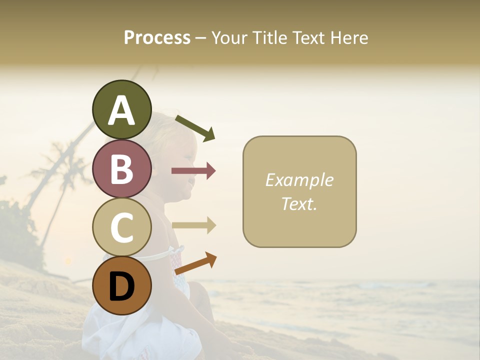 A Little Girl Sitting On The Beach With A Palm Tree In The Background PowerPoint Template