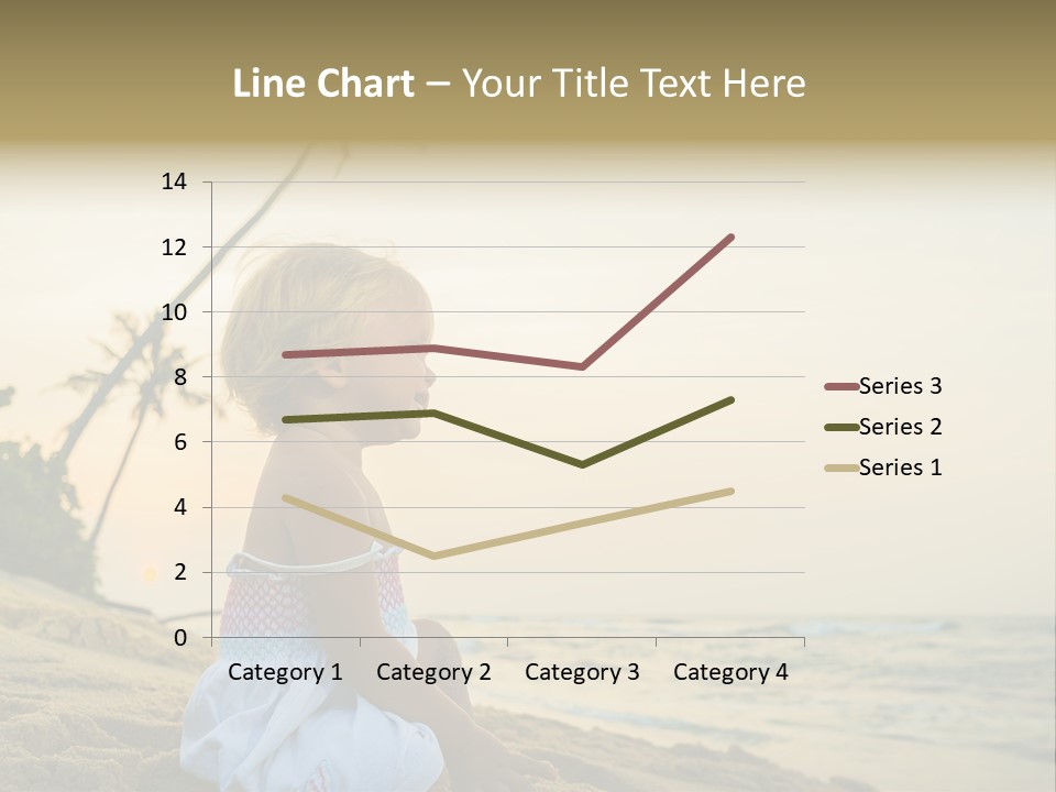 A Little Girl Sitting On The Beach With A Palm Tree In The Background PowerPoint Template