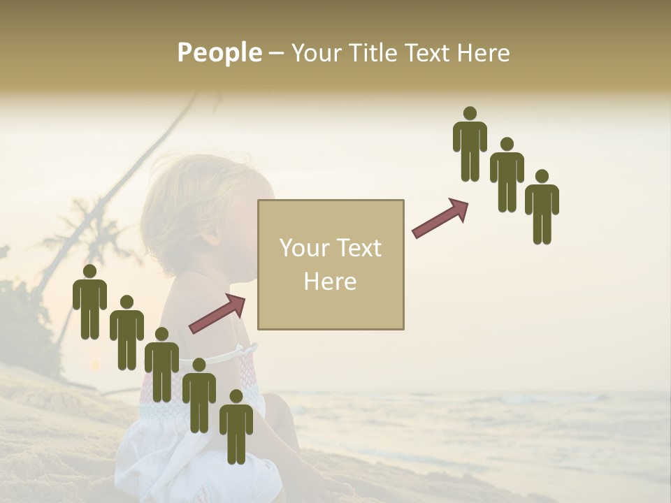 A Little Girl Sitting On The Beach With A Palm Tree In The Background PowerPoint Template