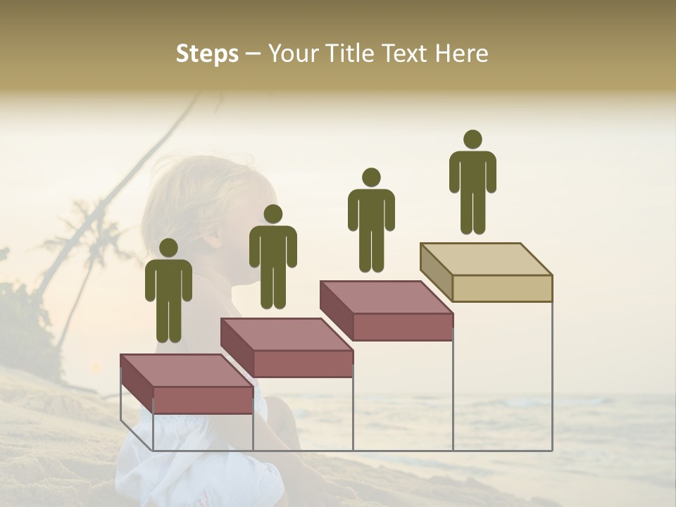 A Little Girl Sitting On The Beach With A Palm Tree In The Background PowerPoint Template