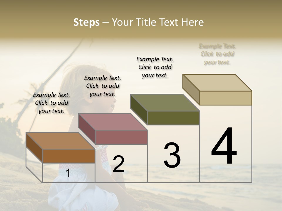 A Little Girl Sitting On The Beach With A Palm Tree In The Background PowerPoint Template