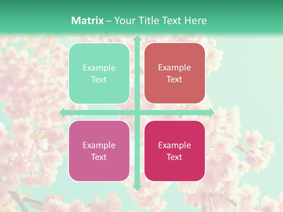Pink Flowers On A Green Background Powerpoint Template PowerPoint Template